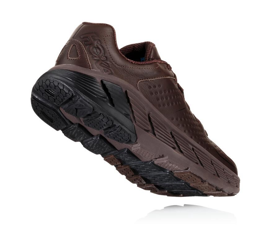 Running Shoes Mens - Hoka One One Gaviota Leather - Brown - VLSYADM-98